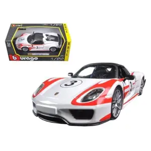 Bburago Race Porsche 918 Weissach bílá 1:24