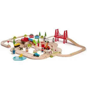 Produkt Bigjigs Rail Dřevěná vláčkodráha s venkovskou cestou 80 dílů