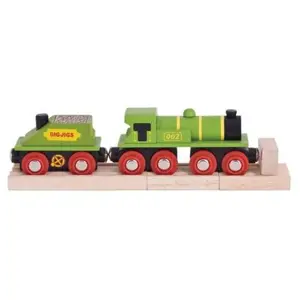 Produkt Bigjigs Rail Zelená lokomotiva s tendrem + 3 koleje