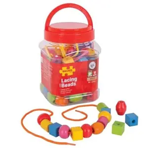 Bigjigs Toys Dřevěné navlékací korálky v dóze