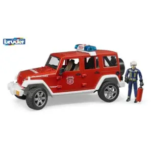 Produkt Bruder 2528 Jeep Wrangler Rubicon hasičský s figurkou a příslušenstvím