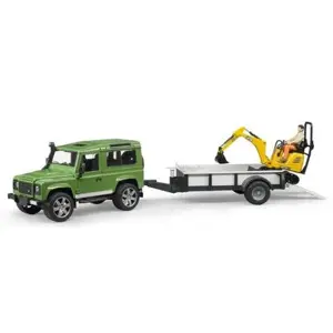 Bruder 2593 LAND ROVER+návěs+mikrobagr JCB+figurka