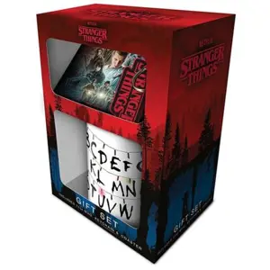 CurePink Dárkový set Stranger Things Iconic hrnek přívěsek tácek hrnku tácek 10 x 10 cm GP85512 315 ml