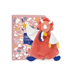 Doudou Dárková sada - Plyšový usínáček dinosaurus oranžový 25 cm