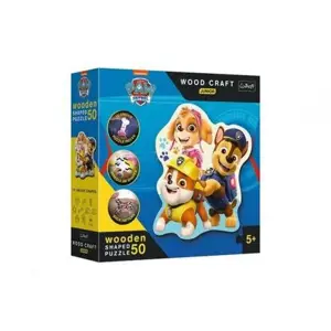 Dřevěné puzzle Junior 50 dílků Legrační Tlapková Patrola/Paw Patrol 19,5x23,5cm v krabici 20x20x6cm