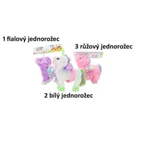 Jednorožec plyšový na baterie varianta 1 fialový jednorožec