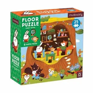 Produkt Mudpuppy Podlahové puzzle Lesní školka s tvarovanými dílky 25 dílků