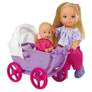 Produkt Panenka Evička doll walk, s kočárkem,2druhy varianta růžový kočárek