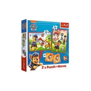 Puzzle 2v1 + pexeso Psí tým Tlapková patrola/Paw Patrol 27,5x20,5cm v krabici 28x28x6cm