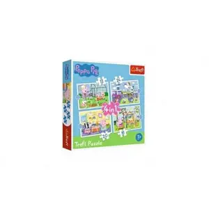 Puzzle 4v1 Peppa Pig/Prasátko Pepa Vzpomínka na prázdniny