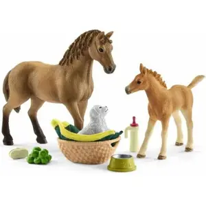 Schleich 42432 Set hříbě a Quarter kůň se štěňátkem a doplňky