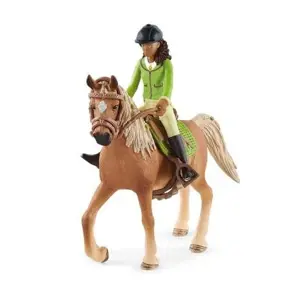 Produkt Schleich 42542 Černovláska Sarah s pohyblivými klouby na koni