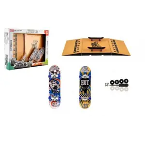 Produkt Skateboard prstový šroubovací 2ks plast 10cm s rampou s doplňky 2 barvy v krabičce 35x9x18cm