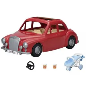 Sylvanian Families - 5448 Rodinné cestovní auto červené s kočárkem a autosedačkou