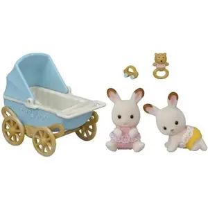 Sylvanian Families Dvojčata Chocolate králíků s kočárkem