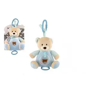 Produkt Teddies Medvěd natahovací hrací strojek plyš 18x17 cm modrý na kartě v sáčku