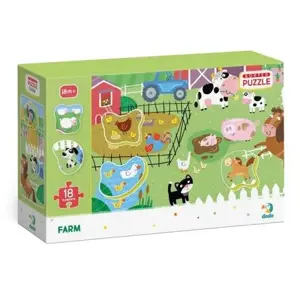 TM Toys DODO Puzzle s tříděním obrázků Farma 18 dílků