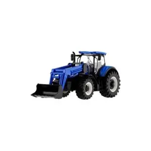 Traktor Bburago s nakladačem Fendt/New Holland/Massey Ferguson varianta 1. modrý