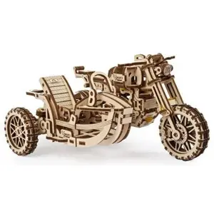 Produkt Ugears 3D dřevěné mechanické puzzle UGR-10 Motorka (scrambler) s vozíkem