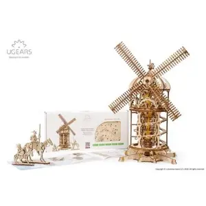 Ugears 3D dřevěné mechanické puzzle Větrný mlýn