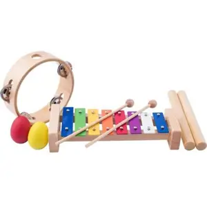 Produkt Woody Muzikální set (xylofon, tamburína, dřívka, 2 maracas vajíčka)