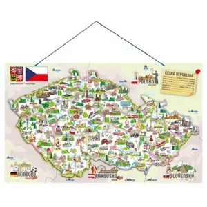 Produkt Woodyland magnetická mapa ČR s obrázky a společenská hra 3 v 1